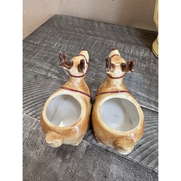 Reindeer Creamer Vintage Otagiri Figural Mary Ann Baker Hand Painted Set Of 2 - Picture 4 of 5